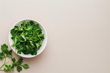 Parsley Leaves in a Bowl