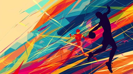 Abstract background geometric ornament sports, national sports day celebration concept, Generative AI illustrations. 