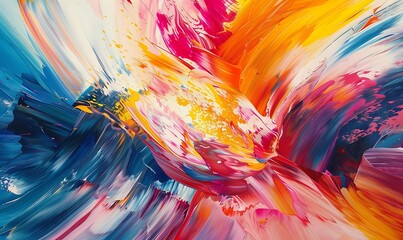 A mesmerizing abstract painting with vibrant colors and dynamic brushstrokes