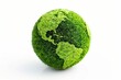 © Lucija - ecological harmony green globe made of grass on white background planet earth concept