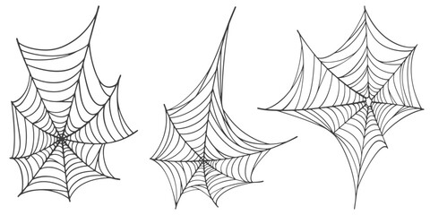 Wall Mural - vector set of spider web on white