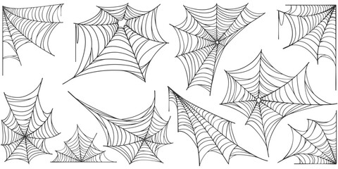 Wall Mural - vector set of spider web on white