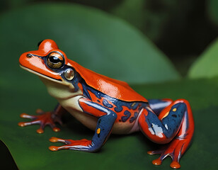 Wall Mural - red eyed tree frog on a leaf, red eyed tree frog