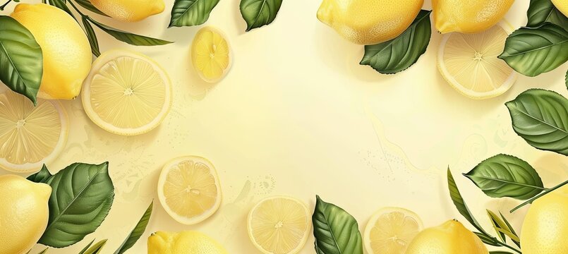 template for invitation, light yellow, lemons cuts background