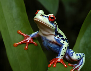 Wall Mural - red eyed tree frog, red eyed tree frog on a leaf