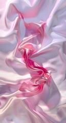 Wall Mural - pink ribbon made of glass material with a light background, flowing curves, soft tones, light and shadow effects, abstract shapes, delicate texture, delicate details