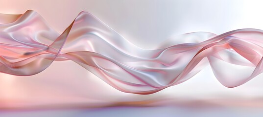 Wall Mural - pink ribbon made of glass material with a light background, flowing curves, soft tones, light and shadow effects, abstract shapes, delicate texture, delicate details