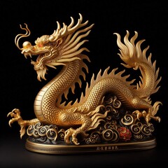 Wall Mural - golden dragon statue