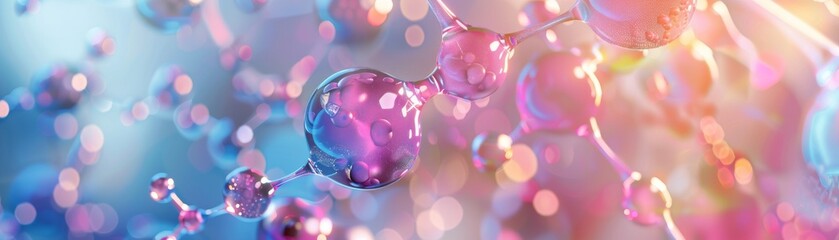 Abstract colorful molecular structure with glowing bubbles, perfect for science and technology backgrounds or futuristic presentations.