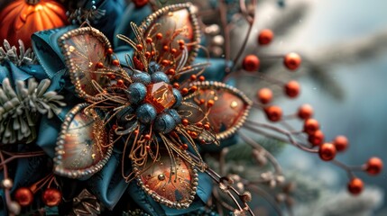 Canvas Print - Close up of a festive winter ornament