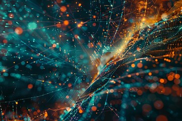 Aufkleber - An abstract visualization of big data processing in a digital interface, featuring intricate patterns and glowing colors. Generative AI