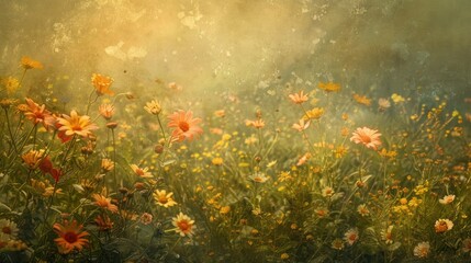 Wall Mural - a sun-kissed meadow carpeted with vibrant daisies, 