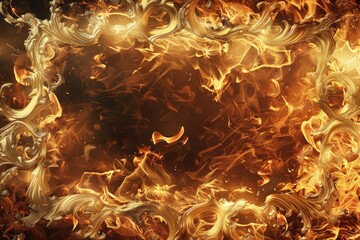 Poster - A fiery ring in the center of the frame, perfect for use as a background or element in your design