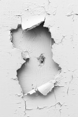 Poster - A worn-out section of a white wall with flaking paint, suitable for use as a background or texture