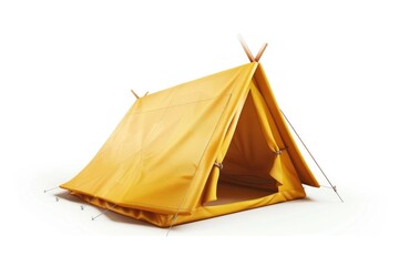 Poster - A bright yellow tent sits on a clean white background, perfect for outdoor activities or events