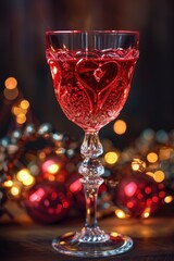 Sticker - A wine glass filled with a deep red liquid, perfect for a romantic dinner or a special occasion