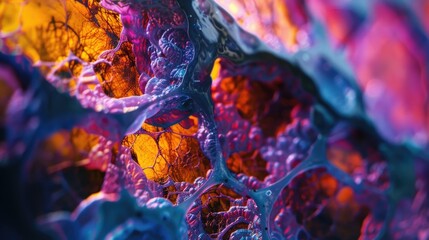 Poster - A detailed view of an abstract art piece with various textures and colors