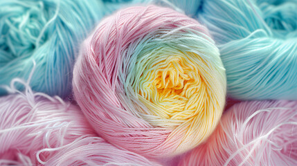 colorful pastel cotton yarn ball of wool