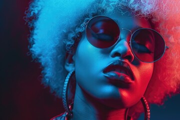 Poster - A close-up of someone wearing sunglasses, suitable for use in portraits or lifestyle photography