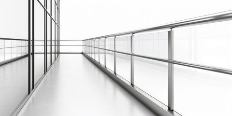 Aufkleber - A long hallway with glass walls and railings