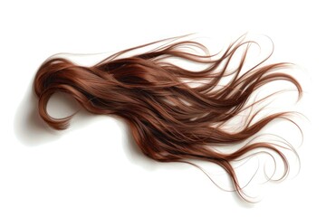 A woman's long brown hair laid out on a white surface, perfect for beauty or lifestyle uses