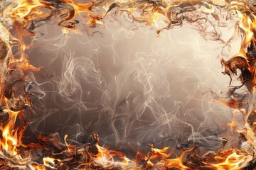 Poster - A burning fire with thick black smoke rising into the air