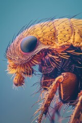 Poster - Close-up shot of a bug's face on a blue background
