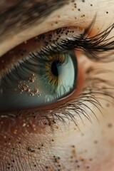 Poster - A detailed view of an eye with shimmering glitter applied