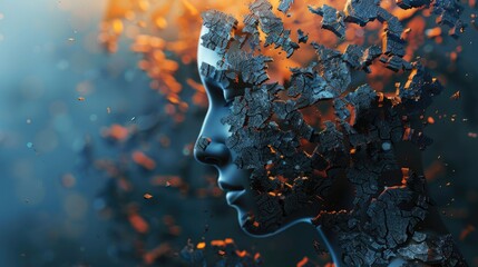 Poster - A person's face with intense gaze, surrounded by flames in the background