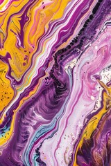 Poster - A close-up shot of a vibrant purple and yellow marble, featuring swirling patterns and colors