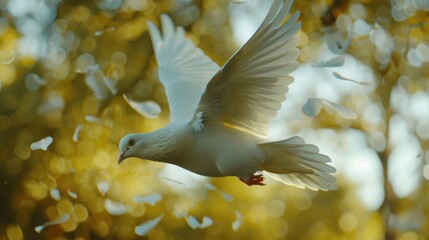 Canvas Print - A white bird soars through the sky with its wings extended, capturing the beauty of nature