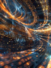 Fototapete - An abstract visual representing big data processing with intricate and dynamic information streams. Generative AI