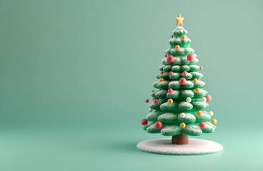 3d illustration of a christmas tree on a podium in a red-green shade