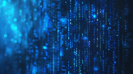 Poster - Design a digital blue background with binary code patterns subtly integrated.