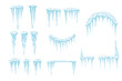 © Alfmaler - Set of Blue and white Icicles spiked sharp ice vector illustration isolated on white background