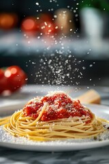 Wall Mural - A simple plate of spaghetti and tomato sauce