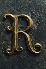 Aufkleber - A close-up shot of a shiny gold letter sitting on a metallic surface