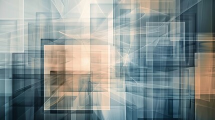 Fototapete - Design an abstract background using layered, transparent rectangles in muted tones for a sophisticated look.