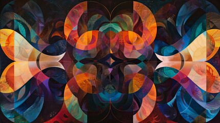 Poster - Design an abstract piece that explores the concept of balance, using symmetrical shapes and harmonious colors.