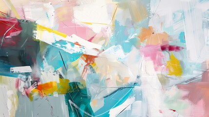 Poster - Design an abstract piece that captures the feeling of freedom, using open, expansive shapes and light, airy colors.