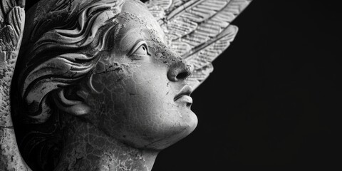 Poster - A classic statue of an angel in a serene black and white photograph