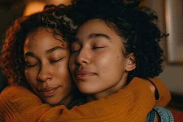 Poster - Two women embracing each other, showing affection and friendship
