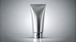 © Sanook - Silver metallic plastic cosmetic tube mockup for cream or gel, isolated on background, beauty, skincare, packaging