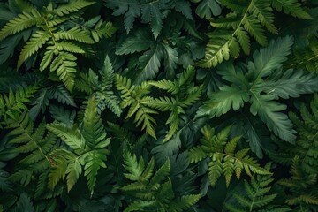 Poster - A detailed view of a cluster of green leaves, suitable for use in nature-inspired designs or as a decorative element