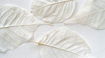 Poster - A detailed view of a collection of white leaves