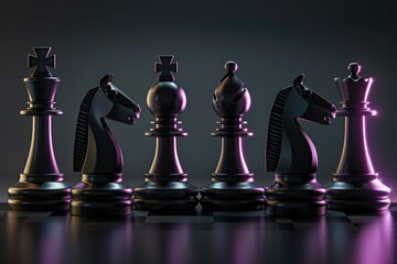 Poster - A collection of chess pieces arranged on a table, offering various options for game scenarios and strategic planning