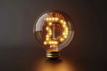 Poster - A light bulb with glowing internal lights, ideal for use in illustrations or designs related to technology, innovation, and modernity