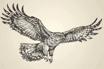 Wall Mural - A majestic eagle soaring through the sky, with its wings spread wide