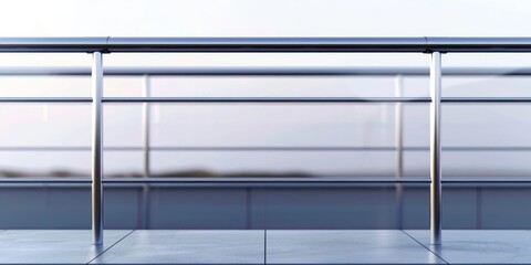 Poster - A metal railing with a glass wall in the background