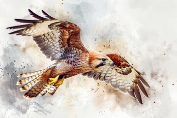 Poster - A bird of prey soaring through the clouds, with a strong wingspan and sharp eyesight